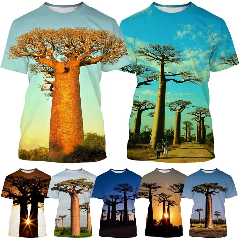2022 New Creative Design Baobab Pattern 3D Printing T-Shirt Fashion Personality Harajuku Style Casual Round Neck Short Sleeve 
2022 New Creative Design Baobab Pattern 3D Printing T-Shirt Fashion Personality Harajuku Style Casual Round Neck Short Sleeve