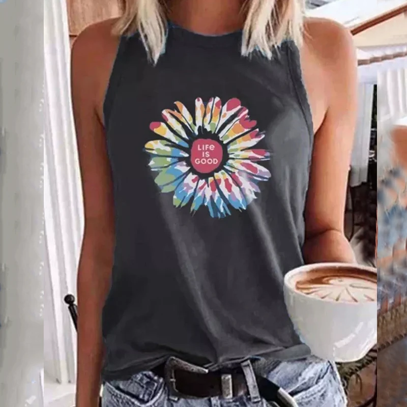 2022 New Plus Size S-5XL O-neck Sleeveless Multicolored Daisies Women's T-shirt Casual All-match Lady Fashion Top Dropshipping
2022 New Plus Size S-5XL O-neck Sleeveless Multicolored Daisies Women's T-shirt Casual All-match Lady Fashion Top Dropshipping