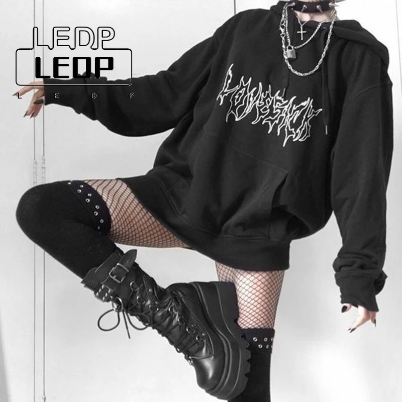LEDP Moletom Harajuku Streetwear Pullover Sweatshirt Punk Gothic Print Hip Hop Hooded Sweater Retro Loose Casual Women's Wear
LEDP Moletom Harajuku Streetwear Pullover Sweatshirt Punk Gothic Print Hip Hop Hooded Sweater Retro Loose Casual Women's Wear