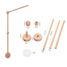 Baby Wooden Bed Bell Bracket 0-12 Months Mobile Hanging Rattles Toy Hanger Baby Crib Mobile Bed Bell Wood Toy Holder Arm Bracket