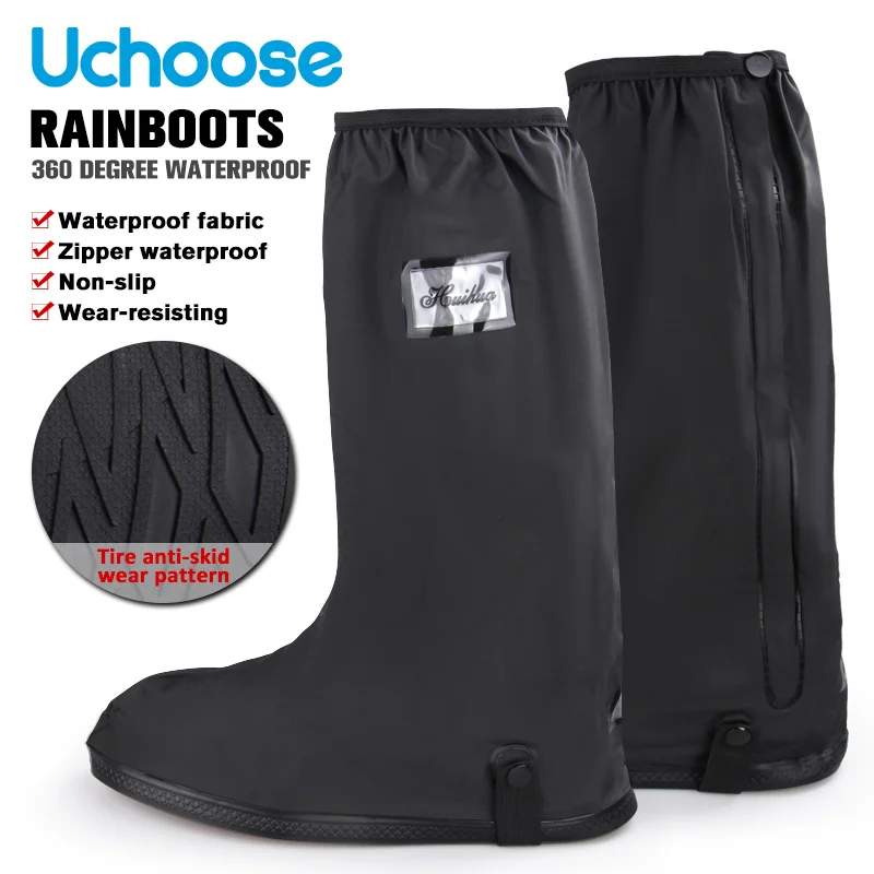 Rain Waterproof Shoe Covers Rain Boots Thickened Safety Anti-slip Wear-resistant Soles Reinforced Fit Motorbike Rain Shoes 
Rain Waterproof Shoe Covers Rain Boots Thickened Safety Anti-slip Wear-resistant Soles Reinforced Fit Motorbike Rain Shoes