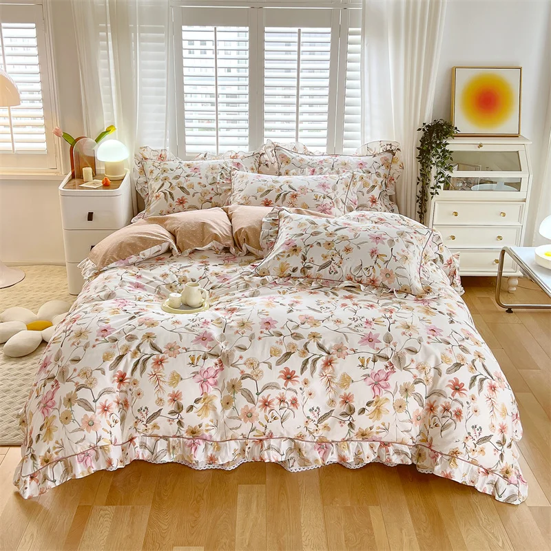 Pastoral Vintage Floral Ruffles 100% Cotton Bed Skirt Single Queen King Bedding Set Duvet Cover Set Bed Sheet Set Pillowcases
Pastoral Vintage Floral Ruffles 100% Cotton Bed Skirt Single Queen King Bedding Set Duvet Cover Set Bed Sheet Set Pillowcases