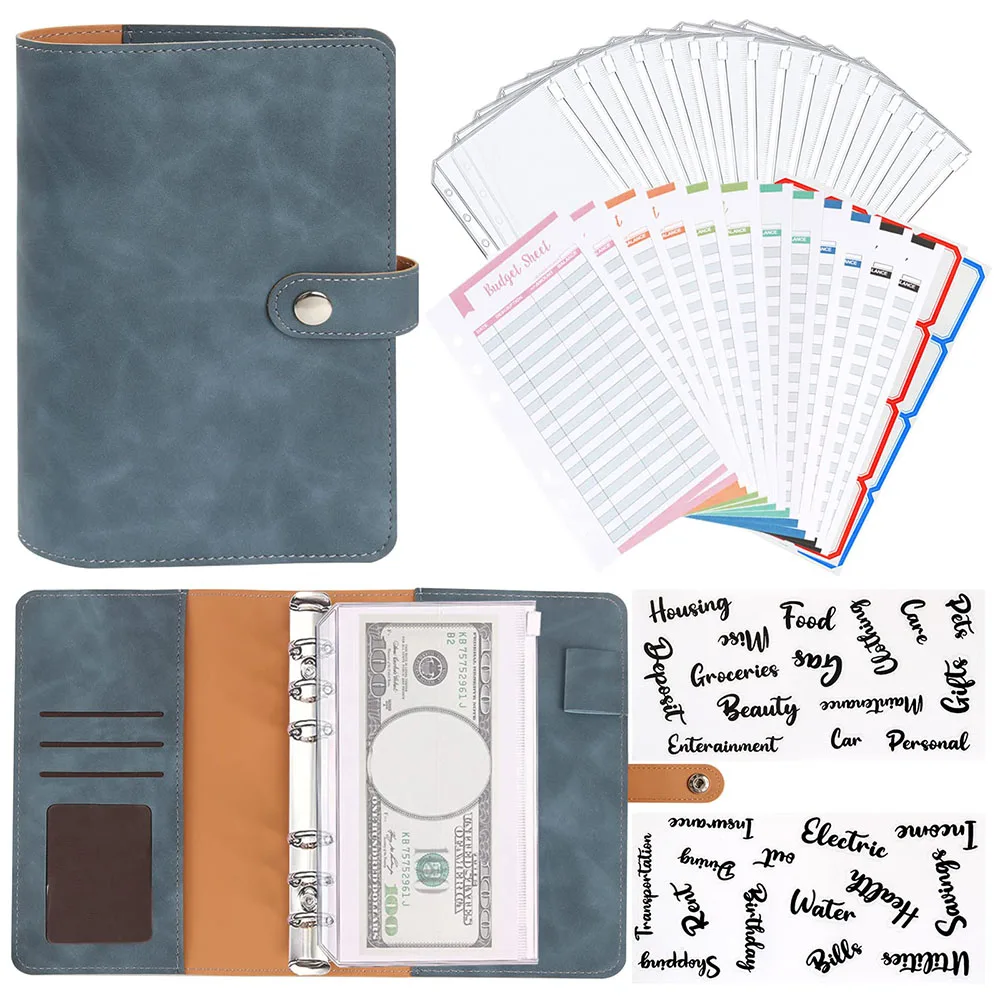 Mini PU Leather A6 Binder Budget Planner Notebook Cash Envelope Organizer System with Clear Zipper Pockets Expense Budget Sheets
Mini PU Leather A6 Binder Budget Planner Notebook Cash Envelope Organizer System with Clear Zipper Pockets Expense Budget Sheets