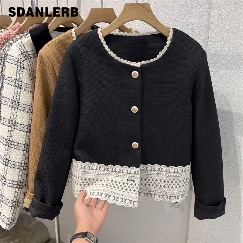 European Goods Long Sleeve Coat French Round Neck Single-Breasted Lace Stitching Jacket High-Grade Short Coat for Women
European Goods Long Sleeve Coat French Round Neck Single-Breasted Lace Stitching Jacket High-Grade Short Coat for Women