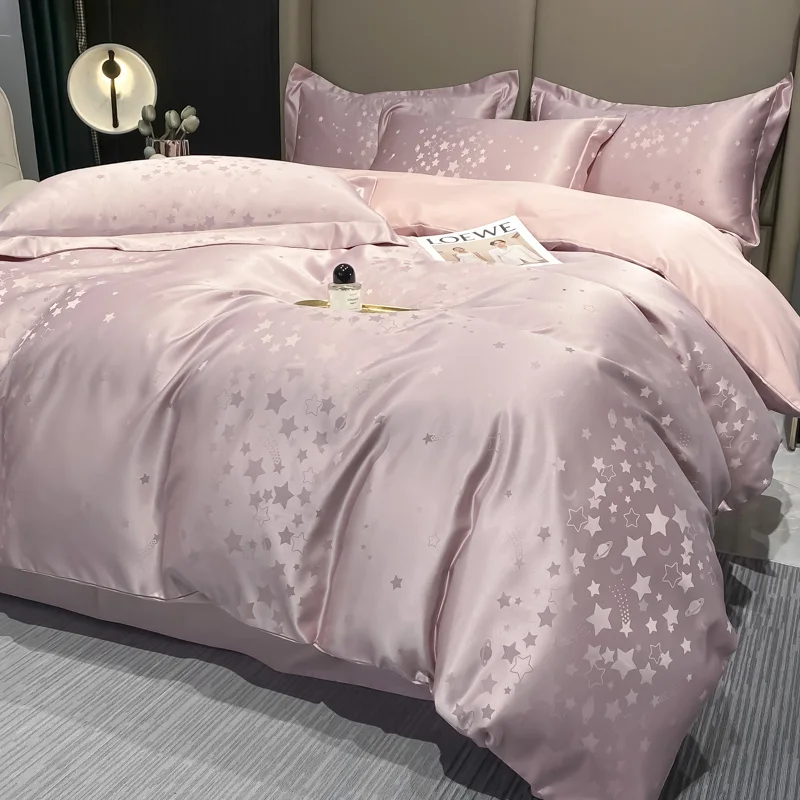 Double Sided Ice Silk Bedding Sets Star Jacquard Soft Silky Duvet Cover And Pillowcase Set Quilt Cover Bed Set Home Summer
Double Sided Ice Silk Bedding Sets Star Jacquard Soft Silky Duvet Cover And Pillowcase Set Quilt Cover Bed Set Home Summer
