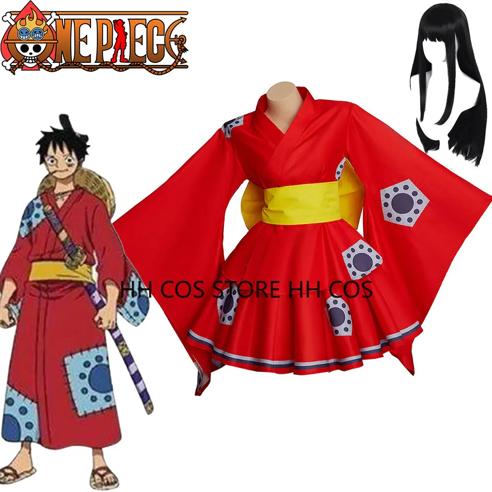 

Anime Pirate Monkey Costume D Cospaly Red Kimono Dress Uniform Women Girls Lolita Maid Dress Carnival Suit Dress