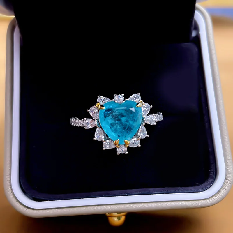 2021 new design 925 silver ring jewelry Paraiba gemstone 9*9 heart-shaped ring female ins wind wholesale
2021 new design 925 silver ring jewelry Paraiba gemstone 9*9 heart-shaped ring female ins wind wholesale