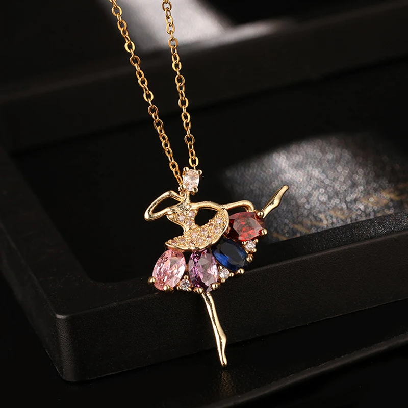 Luxury Colorful Zircon Necklaces for Women Elegant Dancing Girl Angel Pendant Necklace Party chains Jewelry Gifts
Luxury Colorful Zircon Necklaces for Women Elegant Dancing Girl Angel Pendant Necklace Party chains Jewelry Gifts