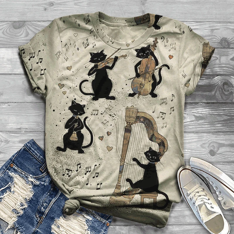 Harajuku Cute Cat Music 3D Print Short Sleeve T Shirt O Neck Graphic T Shirt Ladies Top Casual Clothing Animal Harajuku T Shirt
Harajuku Cute Cat Music 3D Print Short Sleeve T Shirt O Neck Graphic T Shirt Ladies Top Casual Clothing Animal Harajuku T Shirt