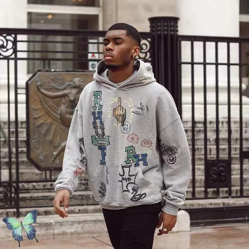 Hand Painted Graffiti Pullover High Street Men's Women's Fleece RHUDE Hoodie Sweatshirt
Hand Painted Graffiti Pullover High Street Men's Women's Fleece RHUDE Hoodie Sweatshirt