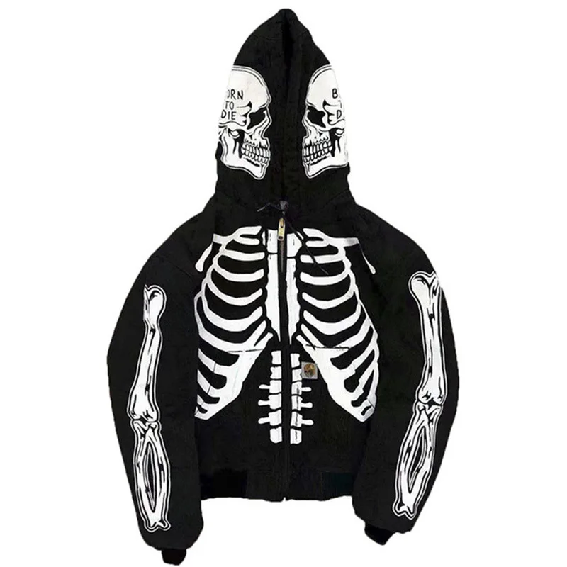 Funny Skull Zipper Long Sleeved Style Print Hooded Womens Large Size Loose Wild Hoodies Plus Thick Sweater Women Jacket
Funny Skull Zipper Long Sleeved Style Print Hooded Womens Large Size Loose Wild Hoodies Plus Thick Sweater Women Jacket