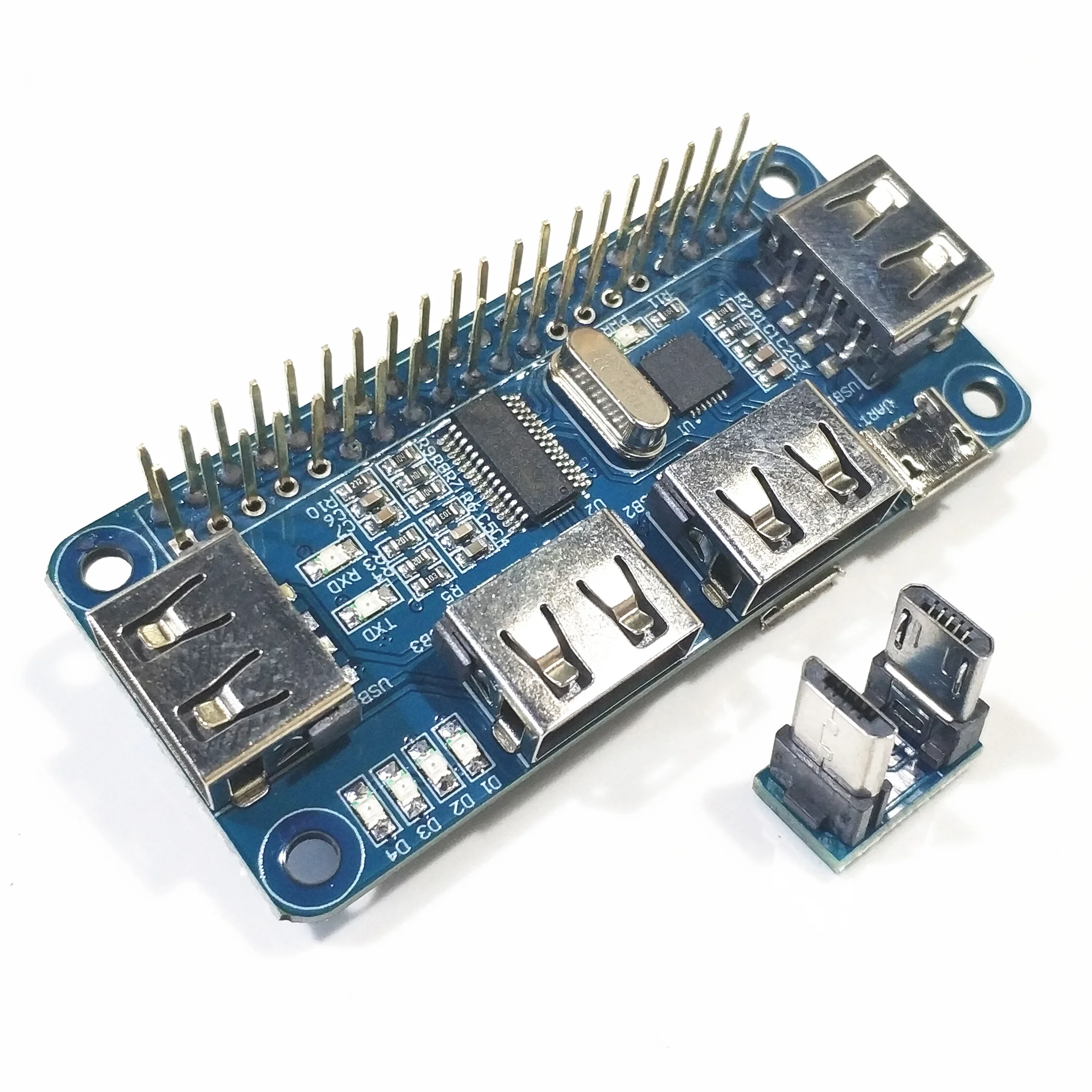 4 Port USB HUB HAT USB 2.0 1.1 Micro USB for Raspberry Pi Zero/W A+ B B+ 2 3 Model B Serial Debugging Onboard USB to UART
4 Port USB HUB HAT USB 2.0 1.1 Micro USB for Raspberry Pi Zero/W A+ B B+ 2 3 Model B Serial Debugging Onboard USB to UART