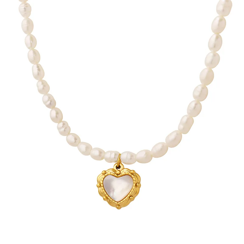 Minar Romantic White Color Shell Love Heart Pendant Necklaces for Women Freshwater Pearl 18K Stainless Steel Choker Necklace
Minar Romantic White Color Shell Love Heart Pendant Necklaces for Women Freshwater Pearl 18K Stainless Steel Choker Necklace