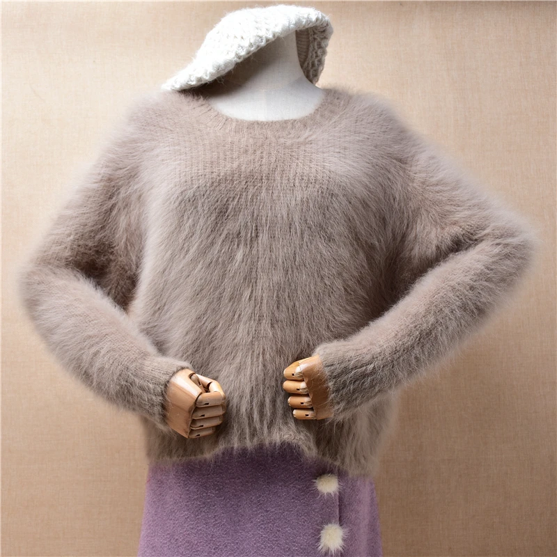 Ladies Women Fall Winter Clothing Hairy Mink Cashmere Knitted O-Neck Short Style Loose Pullover Angora Fur Jumper Sweater Pull 
Ladies Women Fall Winter Clothing Hairy Mink Cashmere Knitted O-Neck Short Style Loose Pullover Angora Fur Jumper Sweater Pull