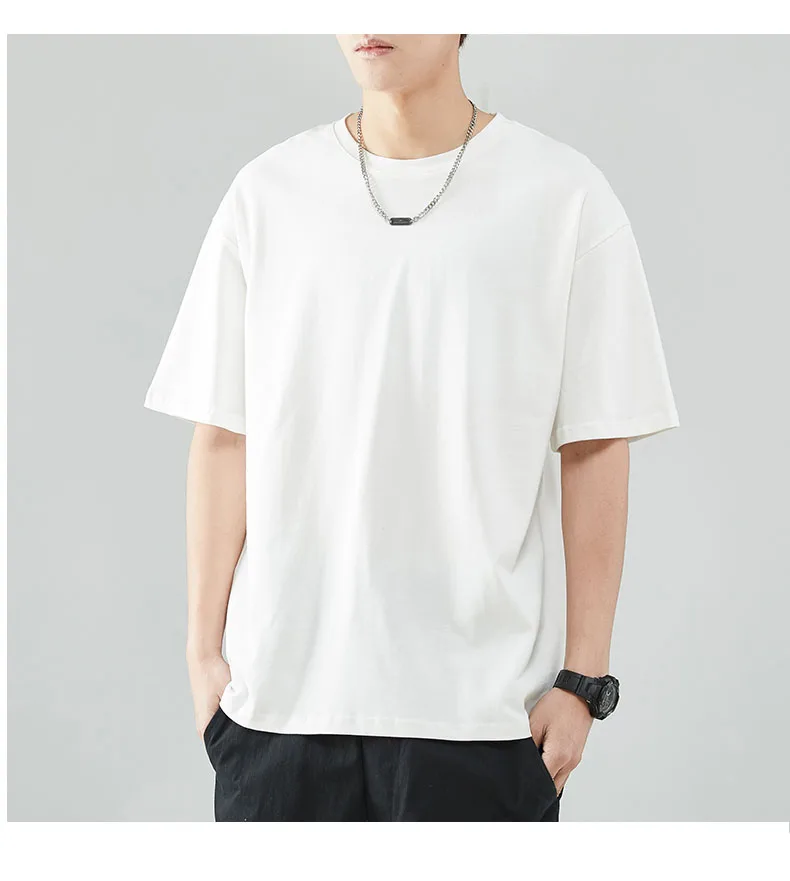 M4851 Cotton white short sleeved t-shirt men's summer thin lovers' dress with half sleeve loose bottomed top
M4851 Cotton white short sleeved t-shirt men's summer thin lovers' dress with half sleeve loose bottomed top