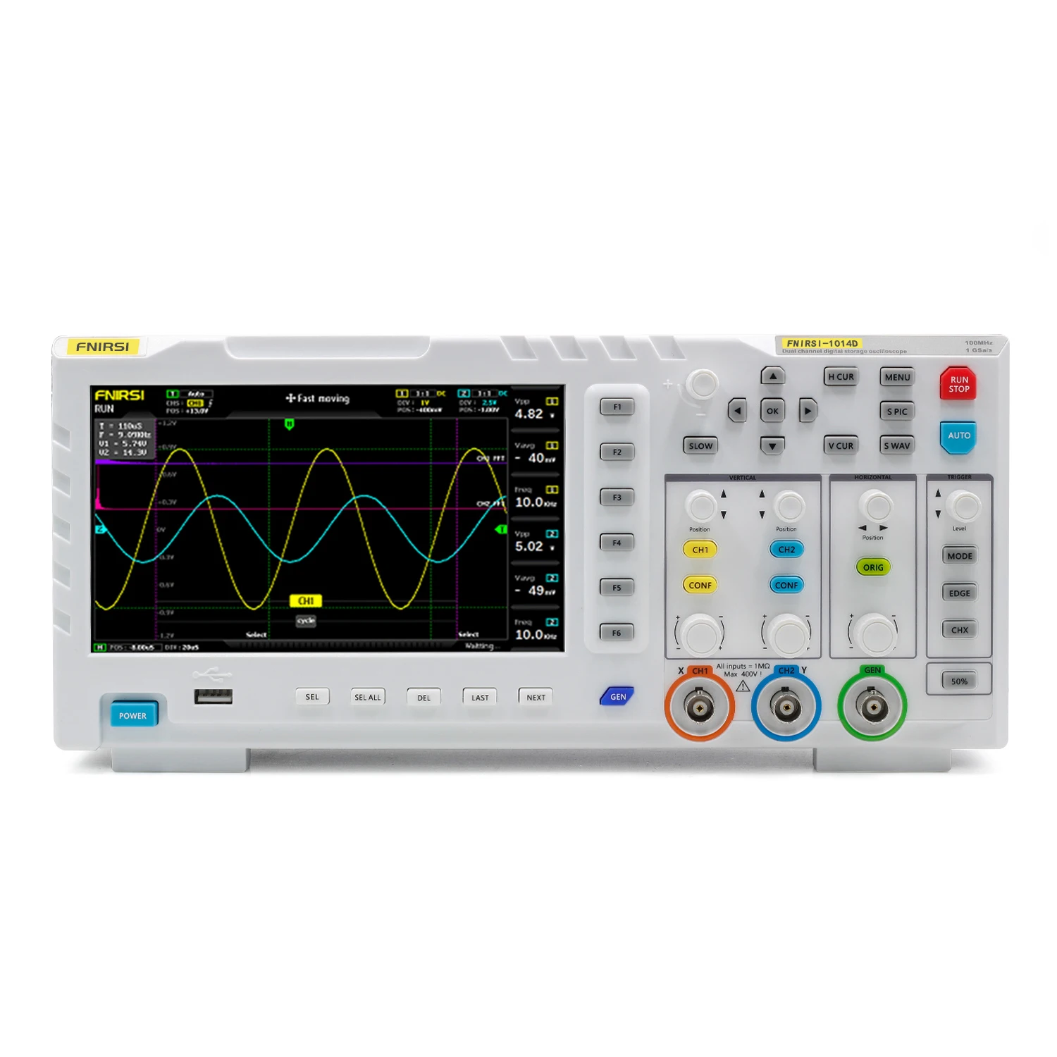 FNIRSI-1014D Digital Oscilloscope Portable 7 Inch TFT 2 In 1 Dual Channel Input Signal Generator Desktop Digital Oscilloscope
FNIRSI-1014D Digital Oscilloscope Portable 7 Inch TFT 2 In 1 Dual Channel Input Signal Generator Desktop Digital Oscilloscope