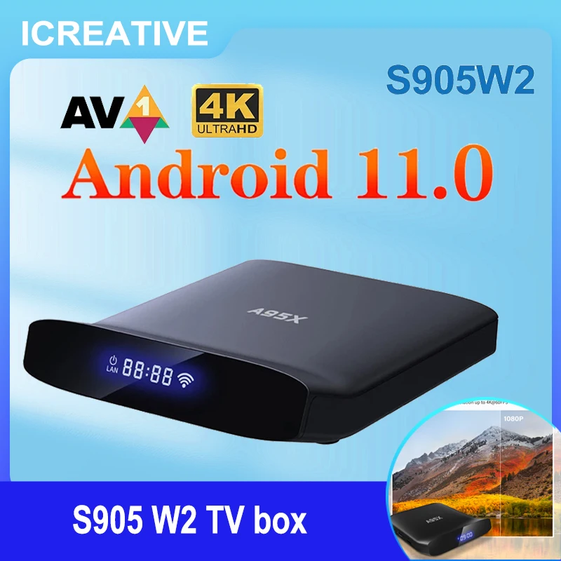 A95X W2 Android 11 Smart TV Box Amlogic S905W2 4GB 64GB Support 5G Wifi 4K 60fps VP9 BT5.0 Youtube Media Player 4G 32G A95XW2 F4
A95X W2 Android 11 Smart TV Box Amlogic S905W2 4GB 64GB Support 5G Wifi 4K 60fps VP9 BT5.0 Youtube Media Player 4G 32G A95XW2 F4