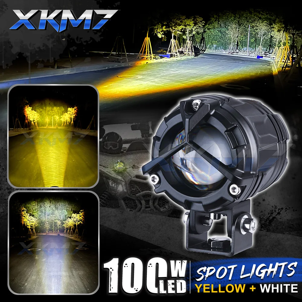 100W Led Spotlight Fog Lights Bar Flood Two Colors Car Motorcycle ATV Work Light Headlight LED Projector Lens Off Road Accessory
100W Led Spotlight Fog Lights Bar Flood Two Colors Car Motorcycle ATV Work Light Headlight LED Projector Lens Off Road Accessory