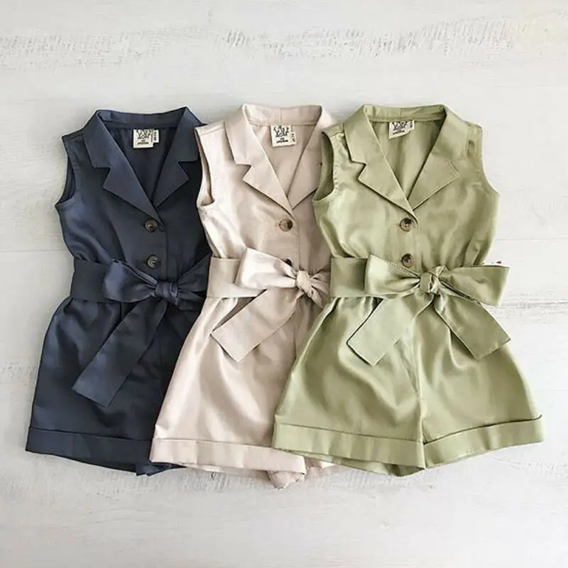 2023 Fashion Kids Baby Girls Clothes Sleeveless Bow-tie Waist Playsuits Outfits Summer Sunsuit Overall Children Clothing New
2023 Fashion Kids Baby Girls Clothes Sleeveless Bow-tie Waist Playsuits Outfits Summer Sunsuit Overall Children Clothing New
