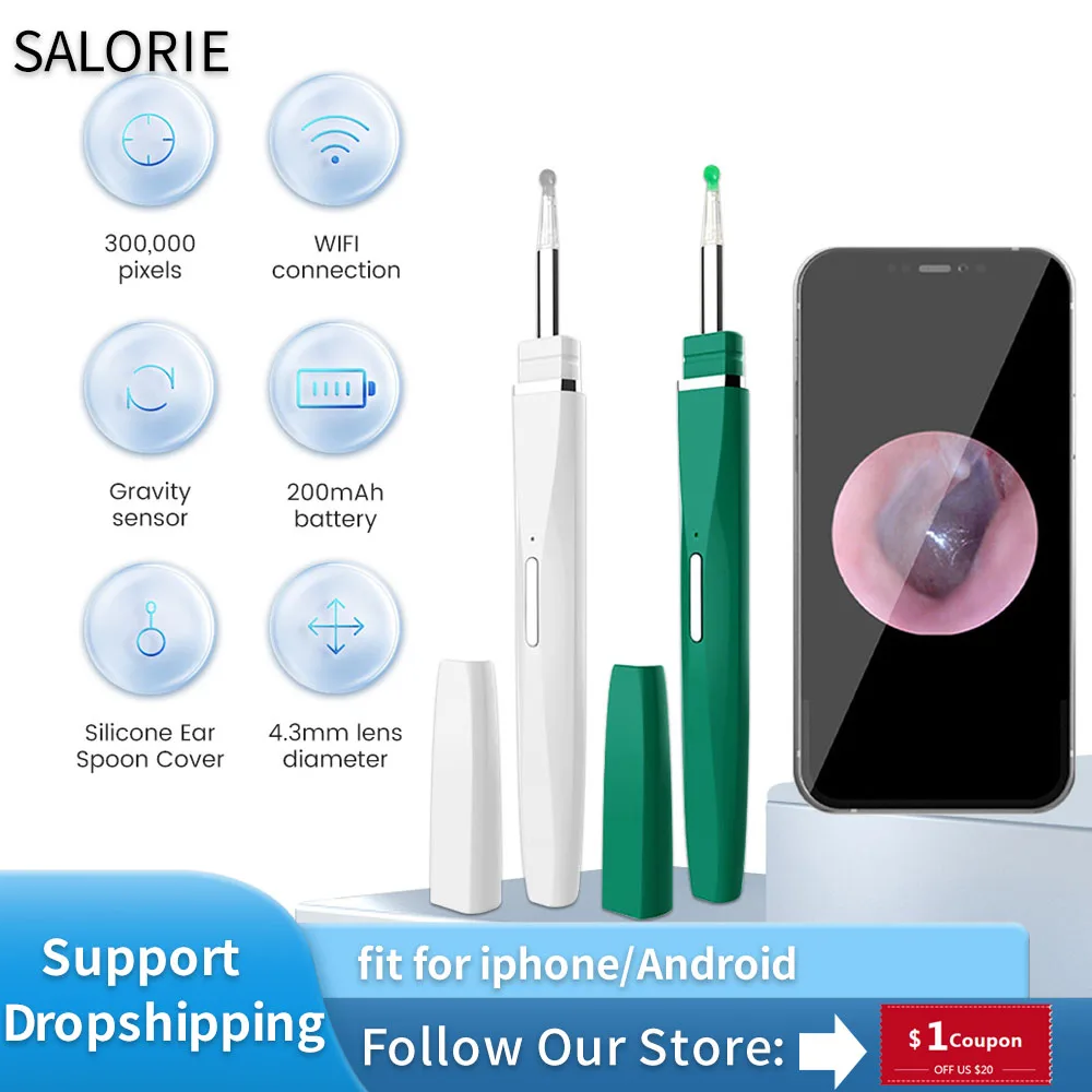 Wireless Visual Ear Cleaner Ear Stick Endoscope Earpick Otoscope Ear Cleaner Ear Wax Remover Ear Picker for Iphone/ Android
Wireless Visual Ear Cleaner Ear Stick Endoscope Earpick Otoscope Ear Cleaner Ear Wax Remover Ear Picker for Iphone/ Android