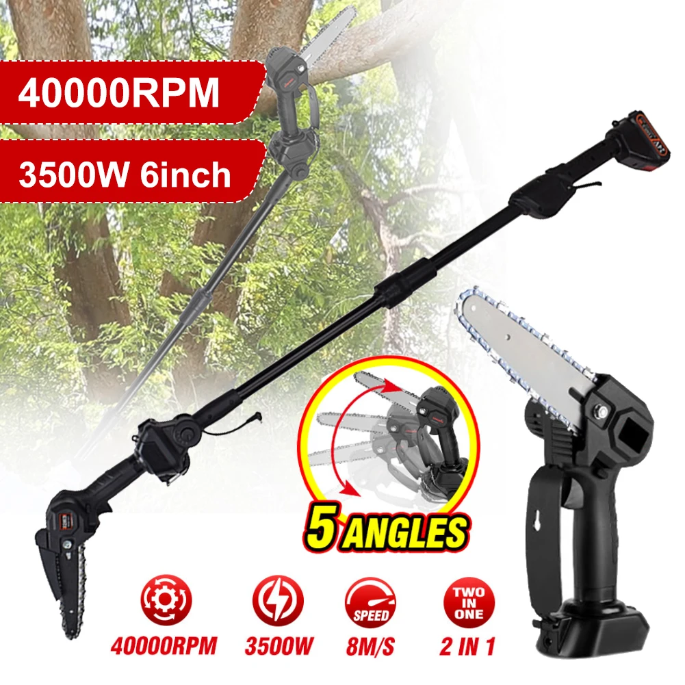 3500W 1.8m Cordless Mini Chainsaw High Branch Saw Telescoping Chainsaw Branch Pruner 40000RPM Motor Home Garden Tool 21V Battery
3500W 1.8m Cordless Mini Chainsaw High Branch Saw Telescoping Chainsaw Branch Pruner 40000RPM Motor Home Garden Tool 21V Battery