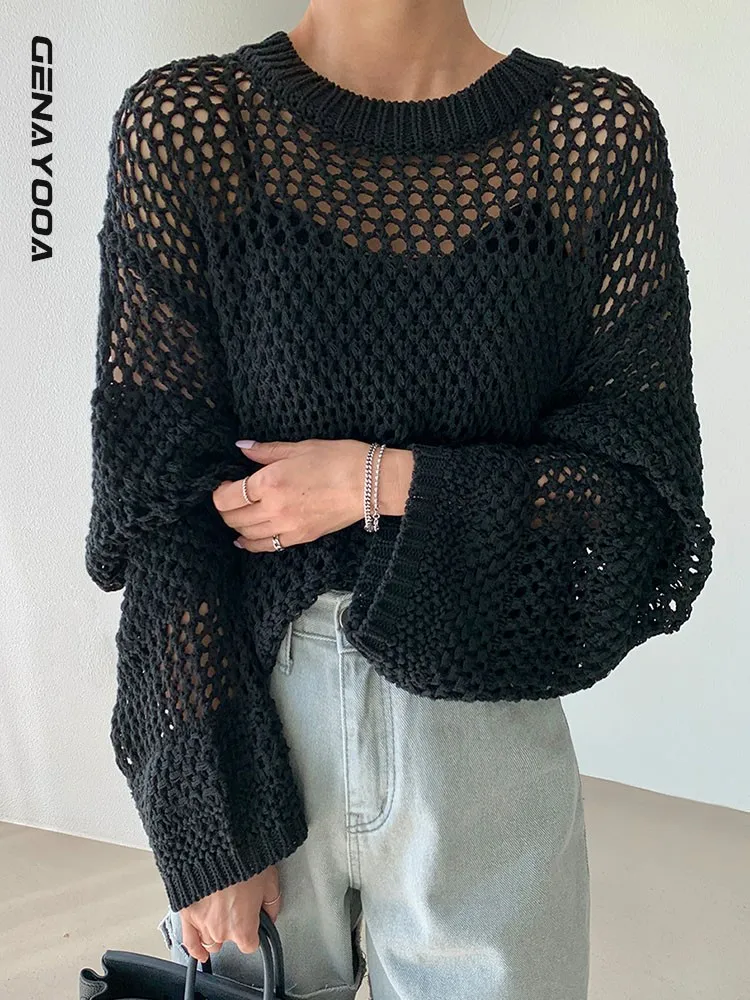 Genayooa Streetwear Hollow Out Sweater Women Clothes Long Sleeve 2022 Autumn Spring Korean Style See Through Pullover Jumper
Genayooa Streetwear Hollow Out Sweater Women Clothes Long Sleeve 2022 Autumn Spring Korean Style See Through Pullover Jumper