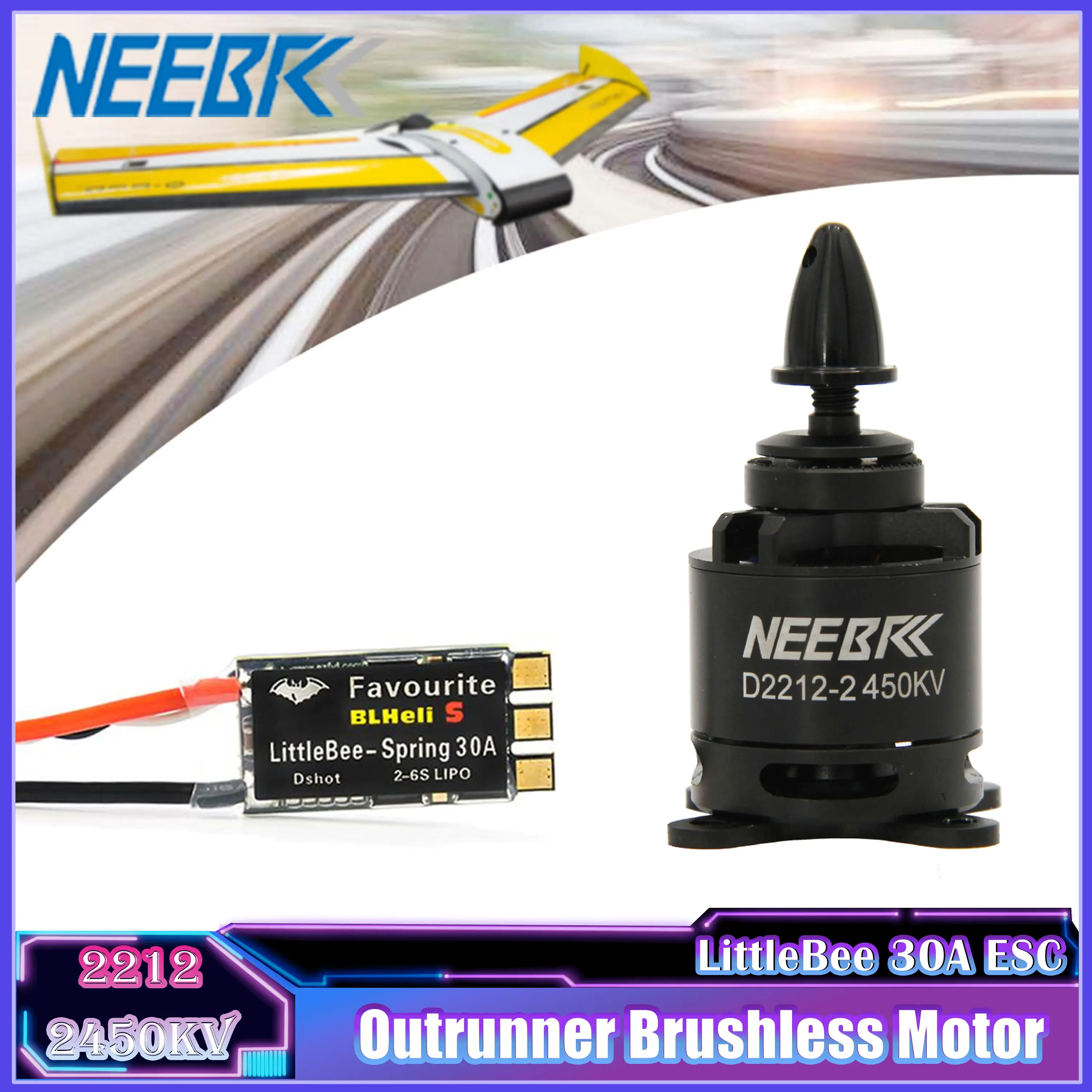 NEEBRC 2212 2450KV 2-3S Outrunner Brushless Motor with 30A ESC for RC FPV Fix-Wing Drone Plane Multicopter 6040 Propeller Part
NEEBRC 2212 2450KV 2-3S Outrunner Brushless Motor with 30A ESC for RC FPV Fix-Wing Drone Plane Multicopter 6040 Propeller Part