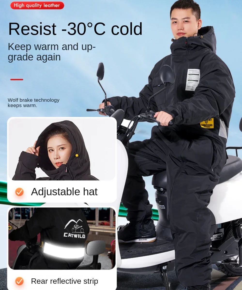 Winter Waterproof Windproof Electric Motorcycle Windbreak Warm Thickened Plush Riding Cold-proof Clothing Outdoor Skiing Suits
Winter Waterproof Windproof Electric Motorcycle Windbreak Warm Thickened Plush Riding Cold-proof Clothing Outdoor Skiing Suits