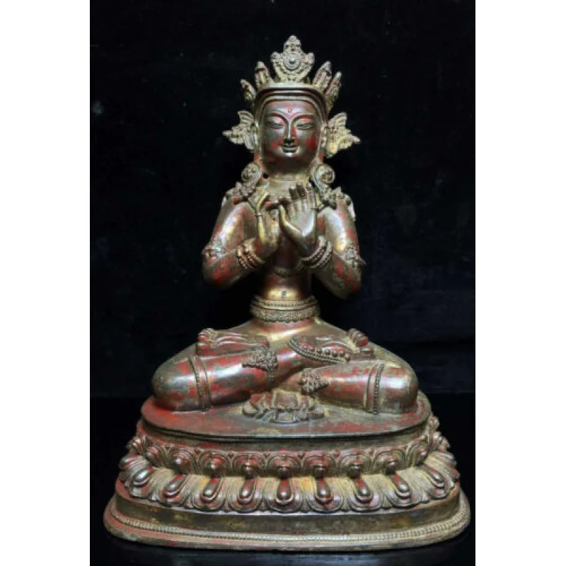 Collection Chinese Tibet Buddhism Bronze Gilded Avalokitesvara Buddha Goddess of Guanyin Statue
Collection Chinese Tibet Buddhism Bronze Gilded Avalokitesvara Buddha Goddess of Guanyin Statue