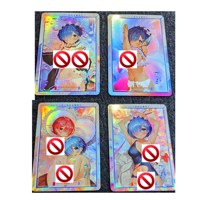 4pcs/set ACG Sexy Nude Rem Toys Hobbies Hobby Collectibles Game Collection Anime Cards