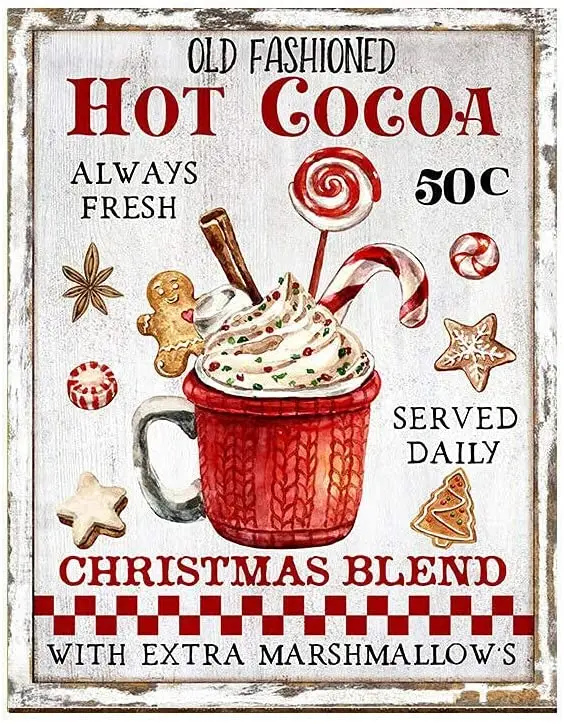 Metal Tin Sign Vintage Christmas Bathroom Decoration Room Decoration Restaurant Club Christmas Hot Cocoa and Dessert Poster
Metal Tin Sign Vintage Christmas Bathroom Decoration Room Decoration Restaurant Club Christmas Hot Cocoa and Dessert Poster