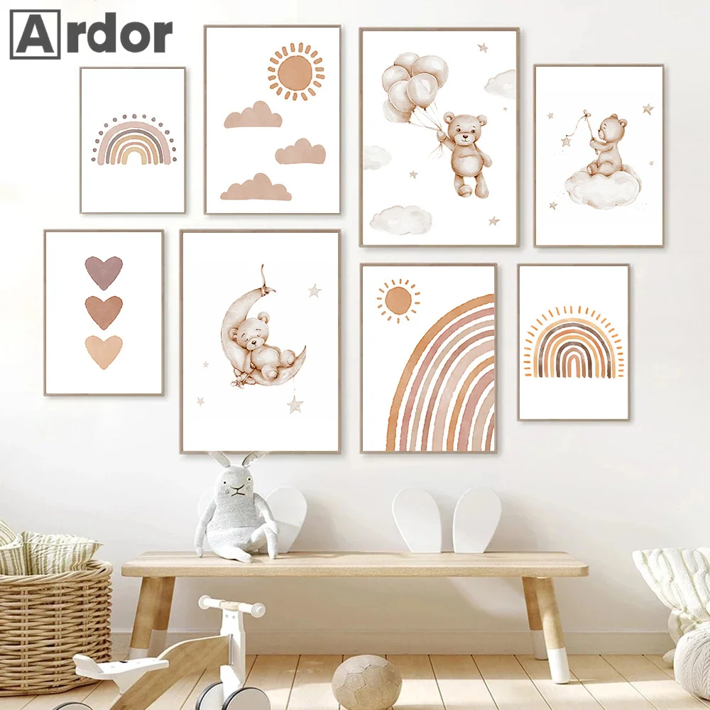 Clouds Bear Paintings Nursery Wall Art Poster Sun Rainbow Canvas Print Nordic Posters And Prints Wall Pictures Baby Room Decor 
Clouds Bear Paintings Nursery Wall Art Poster Sun Rainbow Canvas Print Nordic Posters And Prints Wall Pictures Baby Room Decor