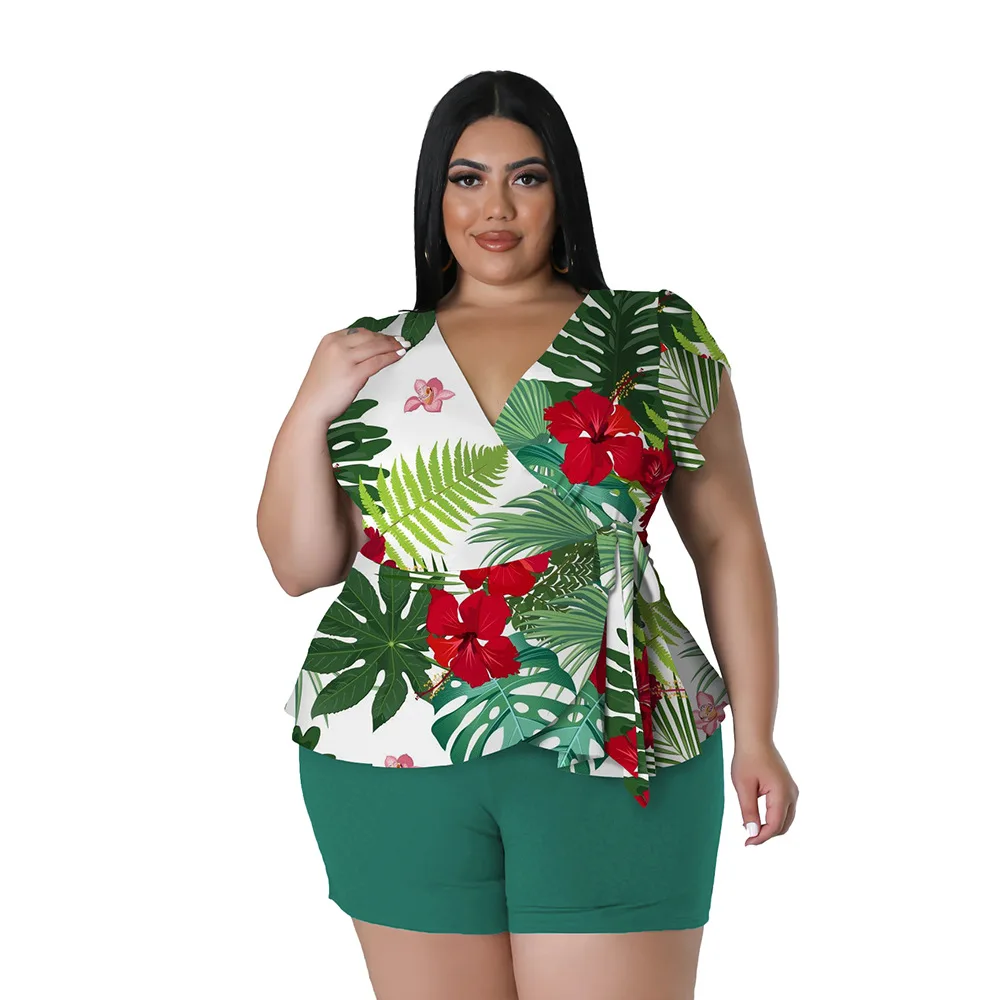 Summer Big Size Ladies Casual Printing Two-piece Set Bohemia Style Short Sleeves T Shirt and Shorts Holidays Outfits
Summer Big Size Ladies Casual Printing Two-piece Set Bohemia Style Short Sleeves T Shirt and Shorts Holidays Outfits