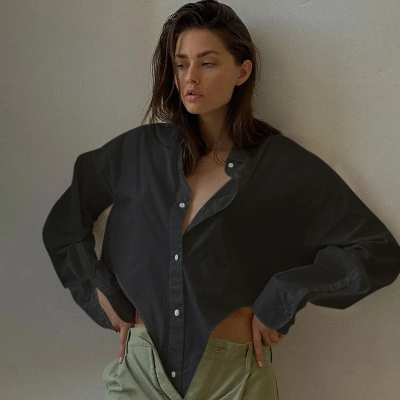 2022 New Spring Summer Lapel Elegant Long Sleeve Female Irregular Personality Shirt Women Blouse Fashion
2022 New Spring Summer Lapel Elegant Long Sleeve Female Irregular Personality Shirt Women Blouse Fashion