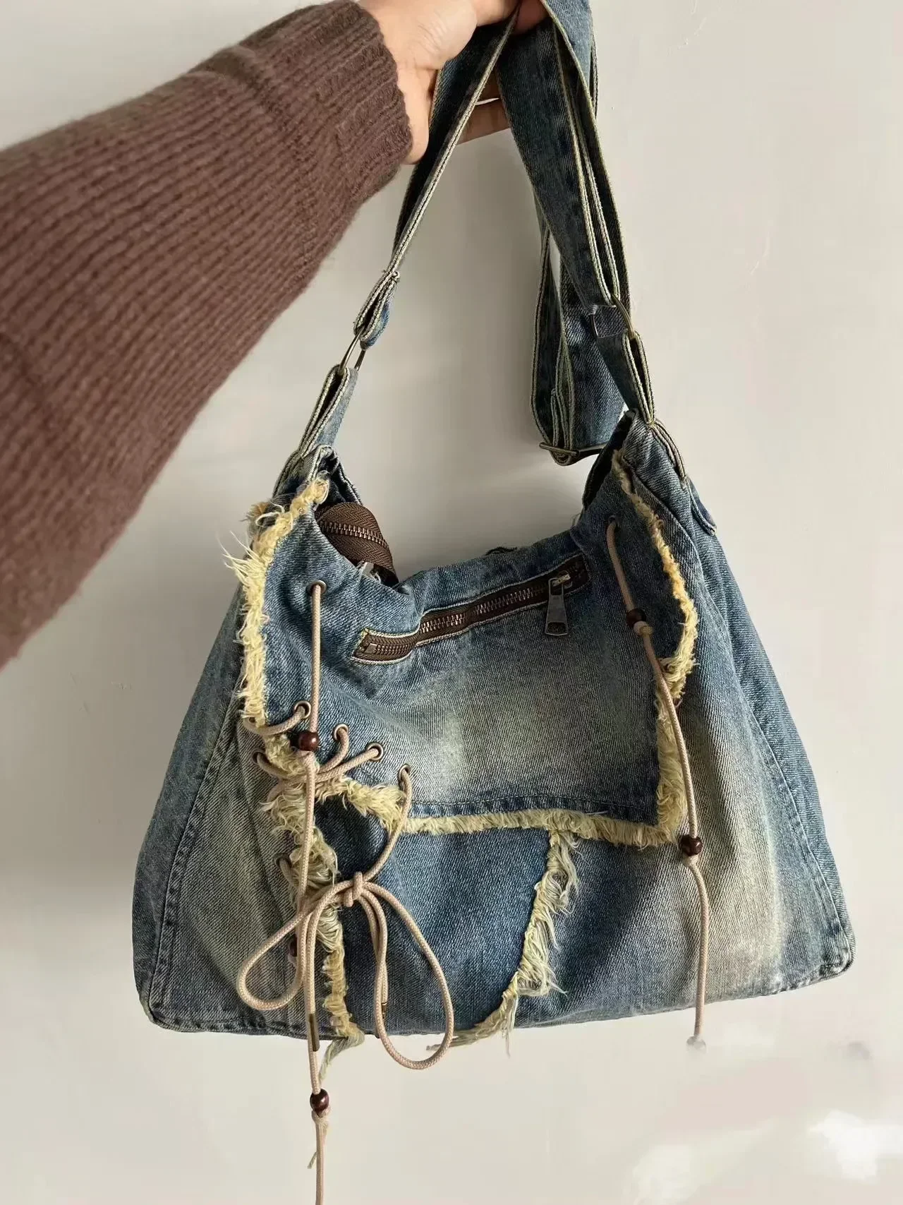 Denim Women Female Casual Jeans Bags Shopping Shoulder For Soft Washed Vintage Large Capacity Handbags Totes Student Bag
Denim Women Female Casual Jeans Bags Shopping Shoulder For Soft Washed Vintage Large Capacity Handbags Totes Student Bag