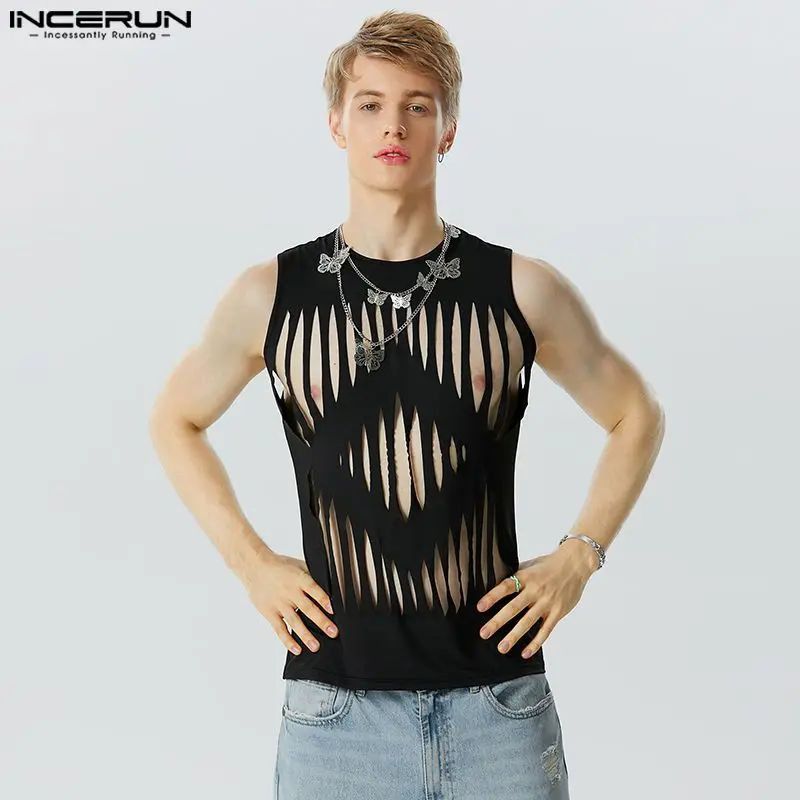 Casual Clubwear Style Tops INCERUN New Men Fashion Diamond Hollowed Design Tank Tops Sexy Male Solid Sleeveless Vests S-5XL 2023
Casual Clubwear Style Tops INCERUN New Men Fashion Diamond Hollowed Design Tank Tops Sexy Male Solid Sleeveless Vests S-5XL 2023