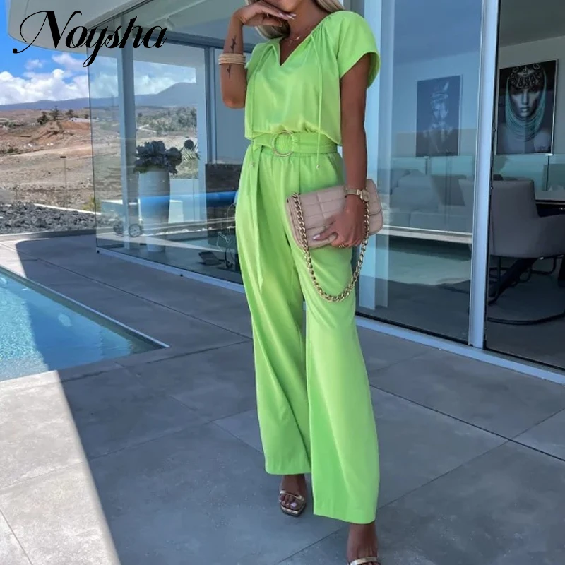 Women Social Overall Summer Office Lady Elegant Chic Jumpsuit Casual Lace-Up V-Neck Elastic Waist Short Sleeve One-Piece Pants
Women Social Overall Summer Office Lady Elegant Chic Jumpsuit Casual Lace-Up V-Neck Elastic Waist Short Sleeve One-Piece Pants