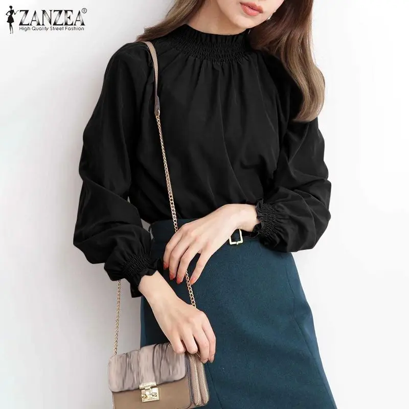 Women Casual Solid Full Sleeve Shirt 2022 Spring Korean Style Blouse ZANZEA Retro Ruffle Chemise Turtleneck Smocking Tunic Tops
Women Casual Solid Full Sleeve Shirt 2022 Spring Korean Style Blouse ZANZEA Retro Ruffle Chemise Turtleneck Smocking Tunic Tops