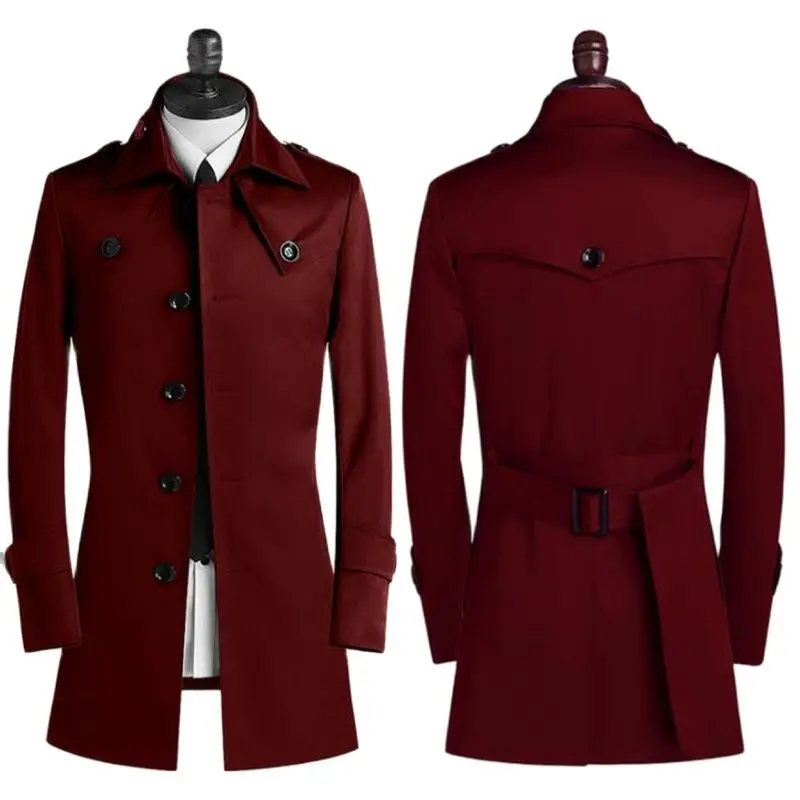 Spring Autumn Korean Trench Coats Men Mid Length Windbreaker Youth Single Breasted Wine Red Business Casual Clothes Chaquetas
Spring Autumn Korean Trench Coats Men Mid Length Windbreaker Youth Single Breasted Wine Red Business Casual Clothes Chaquetas