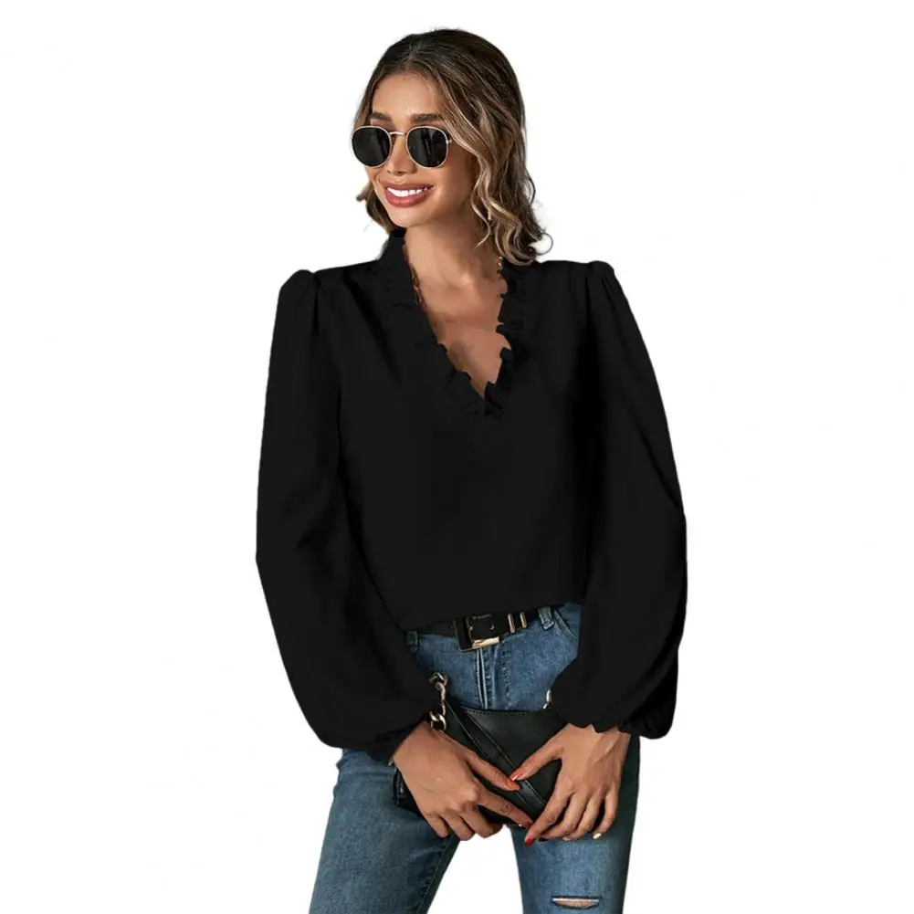 Blouses for Women Fashion 2022 V Neck Ruffle Collar Loose Fit Pullover Shirt Women Solid Color Puff Long Sleeve Casual Shirt
Blouses for Women Fashion 2022 V Neck Ruffle Collar Loose Fit Pullover Shirt Women Solid Color Puff Long Sleeve Casual Shirt