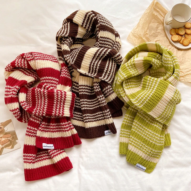 Korean Design Woolen Yarn Knitted Scarf For Women Fashion Striped Warm Neckerchief Winter Thick Shawl Elastic Neck Muffler
Korean Design Woolen Yarn Knitted Scarf For Women Fashion Striped Warm Neckerchief Winter Thick Shawl Elastic Neck Muffler