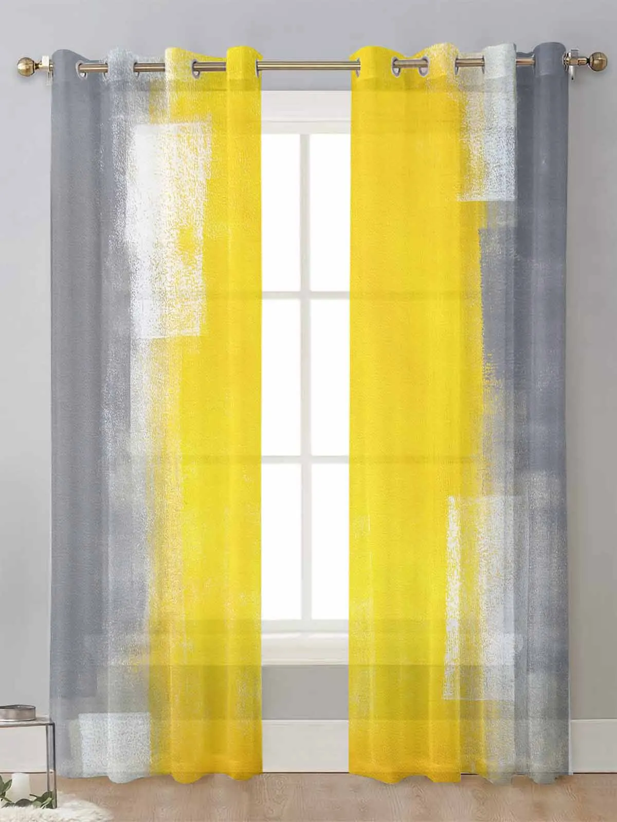 Yellow Gray Abstract Art Oil Painting Texture Sheer Curtains Living Room Window Voile Tulle Curtain Cortinas Drapes Home Decor 
Yellow Gray Abstract Art Oil Painting Texture Sheer Curtains Living Room Window Voile Tulle Curtain Cortinas Drapes Home Decor