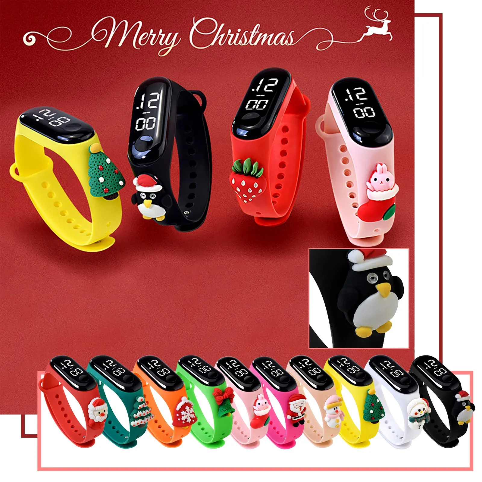 

Рождественские спортивные часы, Открытый браслет, электронные часы, детский браслет, часы, наручные часы, мужские цифровые часы