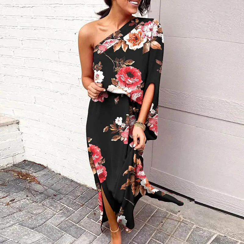 Elegant Sexy One Shoulder Print Dress Women 2022 Summer Short Sleeve Irregular dress Lady Fahion side split Robe Long Dresses
Elegant Sexy One Shoulder Print Dress Women 2022 Summer Short Sleeve Irregular dress Lady Fahion side split Robe Long Dresses