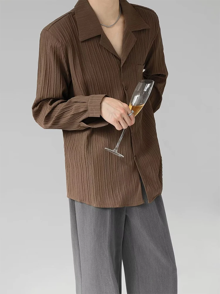 Fashion Lapel Breasted Shirts Men Pure Color Loose Long Sleeve Draped Shirt Tops Fall Casual High Quality Mens Shirts Streetwear
Fashion Lapel Breasted Shirts Men Pure Color Loose Long Sleeve Draped Shirt Tops Fall Casual High Quality Mens Shirts Streetwear