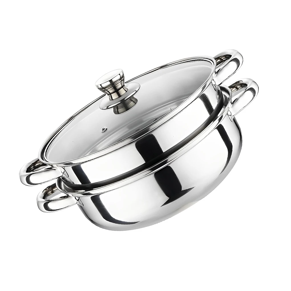 Двухслойный отпариватель, стеклянная крышка, нержавеющая сталь, диаметром 28 см
Двухслойный отпариватель, стеклянная крышка, нержавеющая сталь, диаметром 28 см