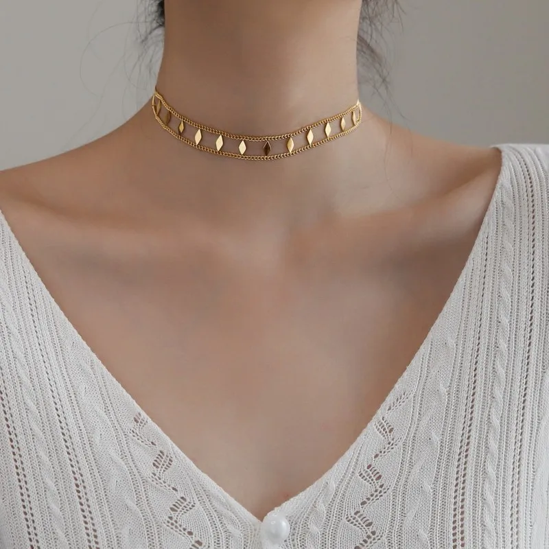 G&D Vintage Double Layered Chain Necklace Choker Fashion Rhombus Sequins Stainless Steel Necklace/Bracelet Jewelry Set for Women
G&D Vintage Double Layered Chain Necklace Choker Fashion Rhombus Sequins Stainless Steel Necklace/Bracelet Jewelry Set for Women