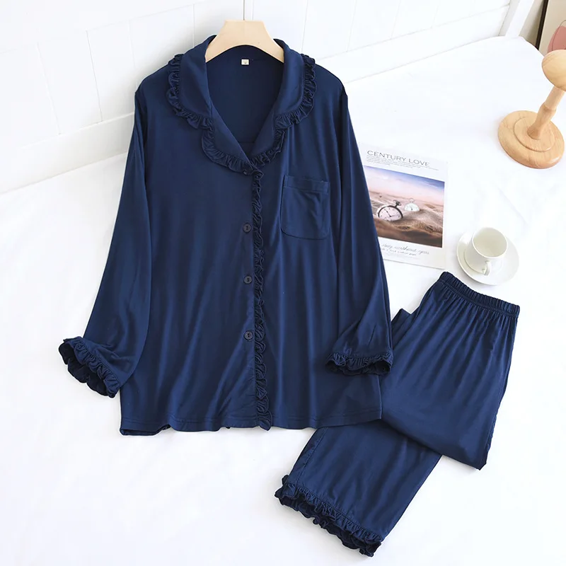 Soft Modal pajamas sets women long sleeve summer loose sleepwear Female casual exquisite pyjamas women
Soft Modal pajamas sets women long sleeve summer loose sleepwear Female casual exquisite pyjamas women