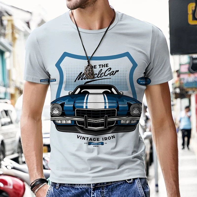 Men's Vintage T-shirt Printed with Car Print, Round-neck Fashionable Sportswear, 3D Printed Shirt, Interesting Beach Clothing, L
Men's Vintage T-shirt Printed with Car Print, Round-neck Fashionable Sportswear, 3D Printed Shirt, Interesting Beach Clothing, L