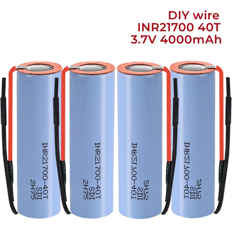 

3.7V INR21700 40T 4000mAh li-lon battery 21700 15A 5C Rate Discharge ternary Electric car lithium batteries+DIY welding wire